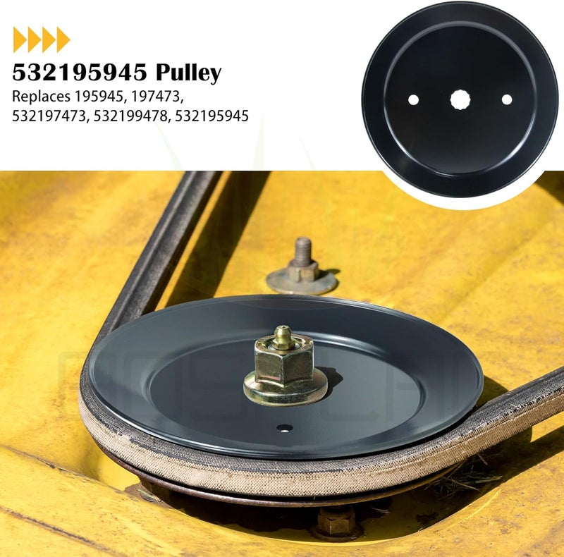 BOSFLAG 197473 Pulley Craftsman Replaces 197473 Husqvarna Pulley 197473 Pulley Mandrel Pulley 197473 Husqvarna Pulley 532195945 532197473 532199478 for Husqvarna YTH22v46 Pulley YT4000 YTH18542 Mowers - Image 2